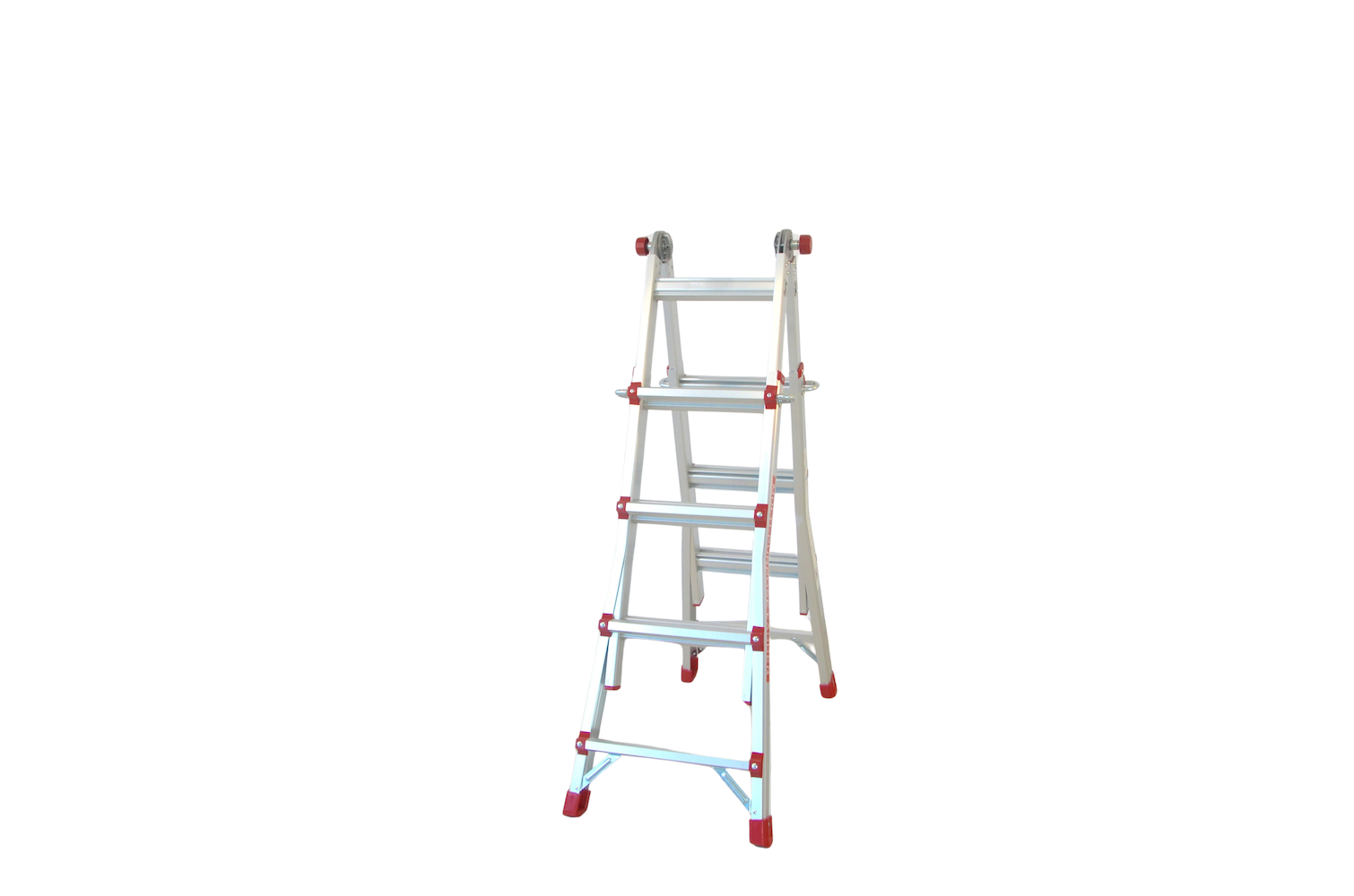 Scara multifunctionala din aluminiu cu balama MESTERINO TOOLS JL-404S-4X4, 3.9 metri, 4x4 trepte, greutate maxima 150 kg