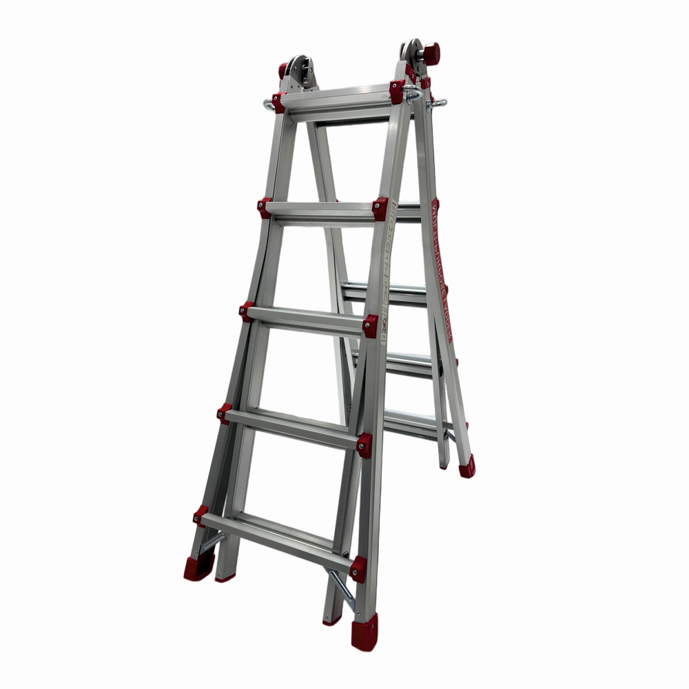 Scara multifunctionala din aluminiu cu balama MESTERINO TOOLS JL-405S-4X5, 5 metri, 4x5 trepte, greutate maxima 150 kg