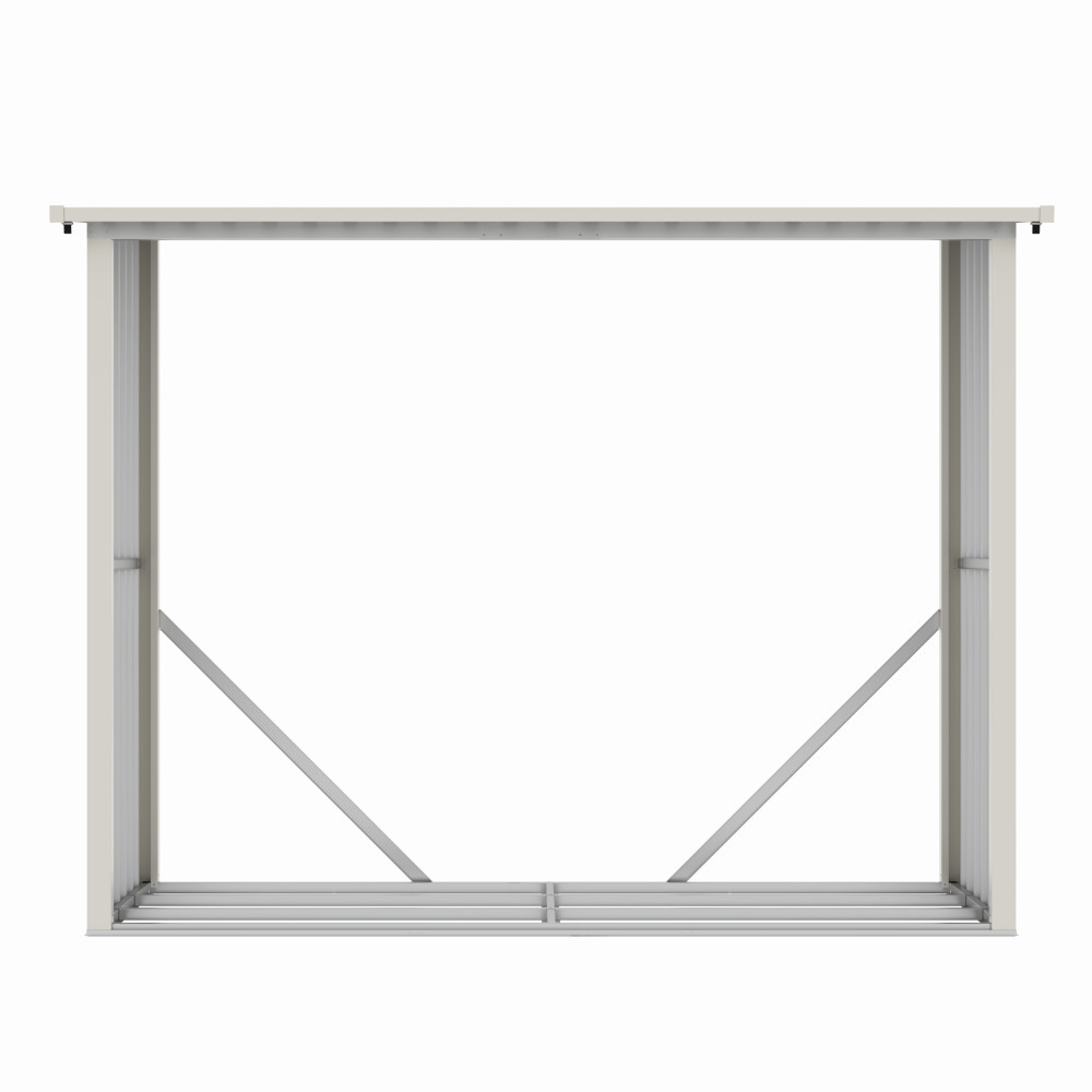 Magazie de lemne, pentru depozitare ideala, din metal zincat vopsit MESTERINO WA-B, Gri/Bej, dimensiuni 242x89x190 cm