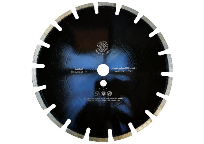 Disc diamantat TU-DEE DIAMOND 1170121300, 300 x 2.8 x 10 x 25.4 mm, profesional, pentru debitat asfalt