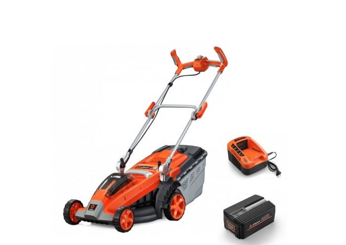 Masina de tuns gazonul pe acumulatori Redback EASYE137C, latime de taiere 370 mm, capacitate cos colector 40 L, cu acumulator 40 V, 2 Ah si incarcator 40 V, 2 A