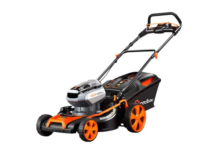 Masina de tuns gazon cu acumulatori Redback EA146 4690EA146, 120 V, latime de taiere 457 mm, capacitate cos colector 60 L, reglaj central, fara acumulatori