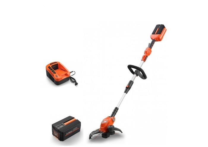 Trimmer electric pentru gazon Redback ADVANCEDE312D, diametru taiere 200 mm, diametru fir 1.6 mm, cu acumulator 40 V, 4 Ah si incarcator 40 V, 2 A