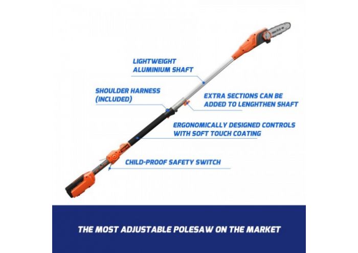 Fierastrau electric de crengi Redback E608D 4690E608D, lungime totala 2000 mm, lungime sina 200 mm, compatibil cu acumulatori 40V, fara acumulatori