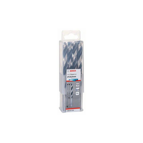 Set 5 burghie pentru metal, coada cilindrica BOSCH 2608577276, HSS PointTeq, 10.8x94x142 mm