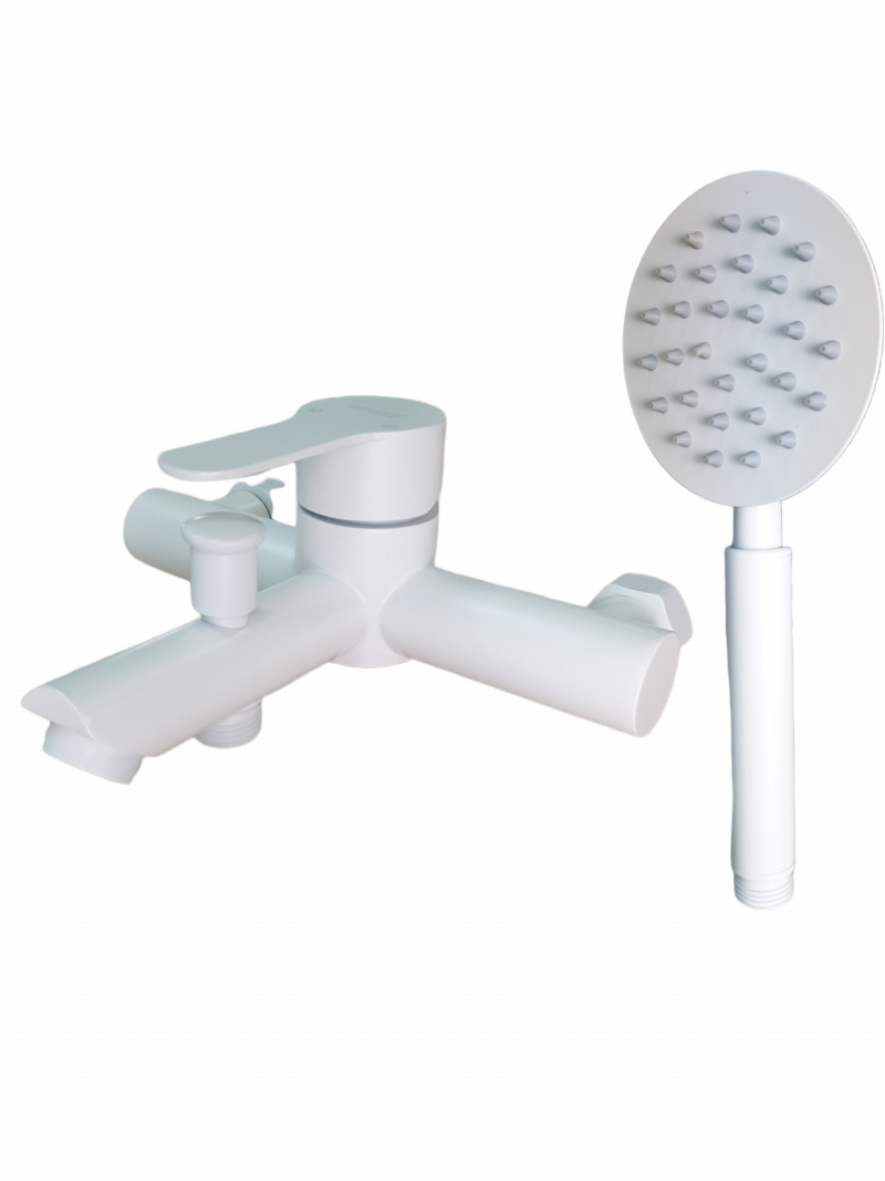 Baterie baie MIXXUS, DAX-009 WHITE EURO, din otel inoxidabil, cartus 40 mm, alb