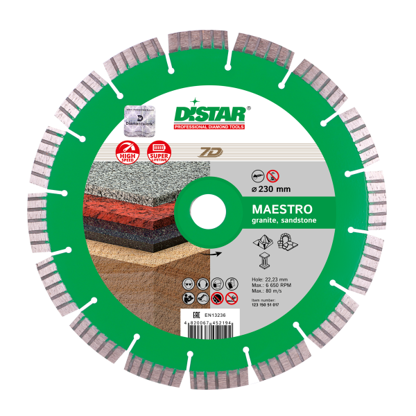 Disc diamantat pentru granit DISTAR, Maestro, 125-230 mm, segmentat