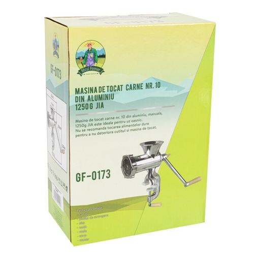 Masina manuala de tocat carne MICUL FERMIER, nr. 10 JIA, aluminiu 1250 g, 10 pcs