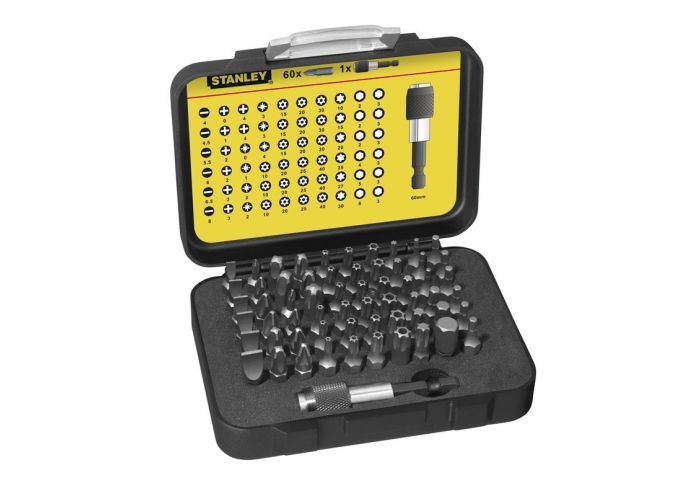 Set 61 piese STANLEY 1-13-902, 1/4 inch, biti drepti, PH, PZ, Torx, Torx tamper, hexagonali
