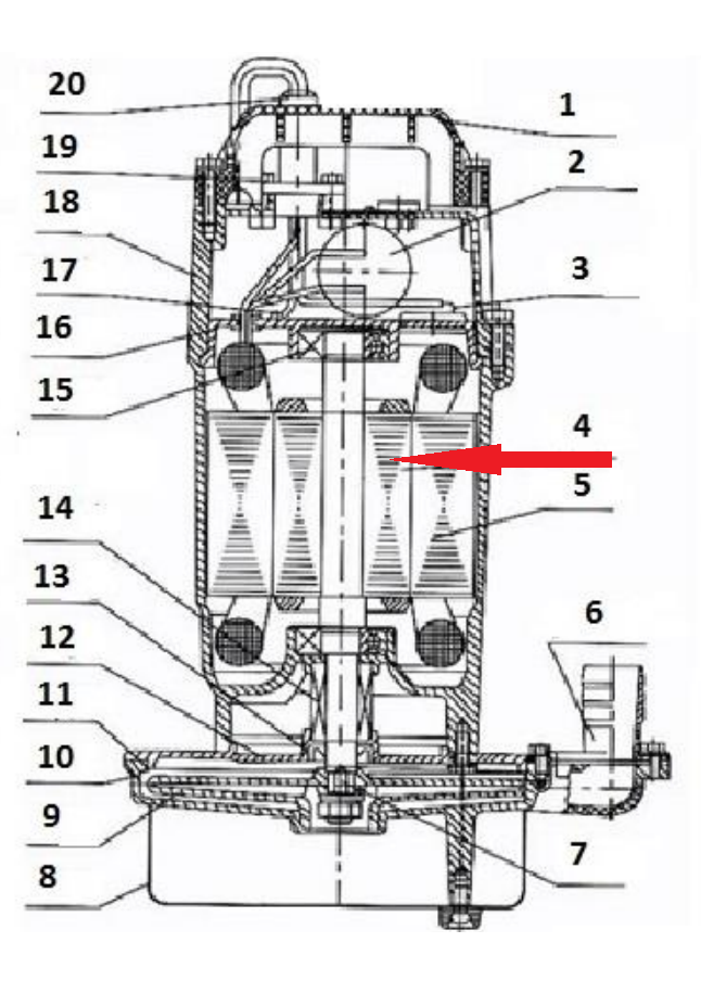 Rotor RURIS PSAQ11-04, pentru pompele submersibile Ruris Aqua 11