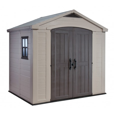 Casuta de gradina KETER Factor 8x6 17197897557, cu usa dubla, material composit rasini, bej