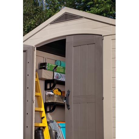 Casuta de gradina KETER Factor 8x6 17197897557, cu usa dubla, material composit rasini, bej