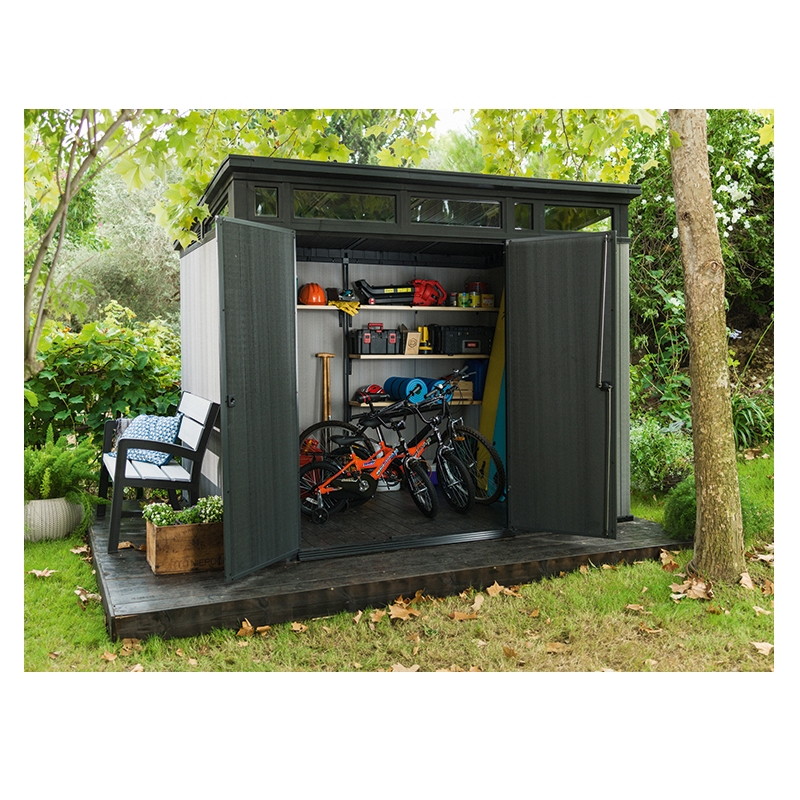 Casuta de gradina KETER Artisan 9x7 236877, cu usa dubla, material duotech, gri