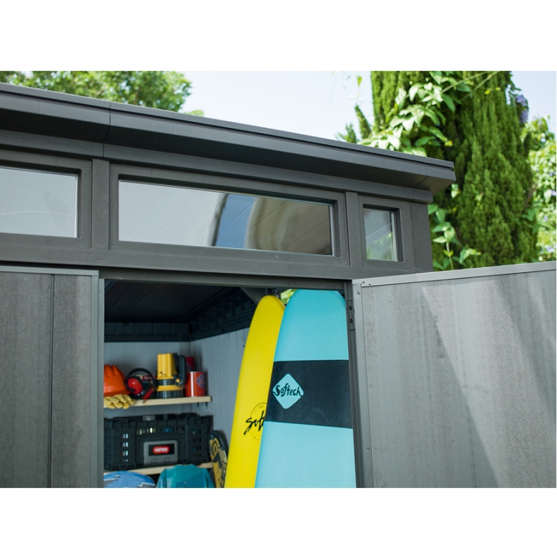 Casuta de gradina KETER Artisan 9x7 236877, cu usa dubla, material duotech, gri