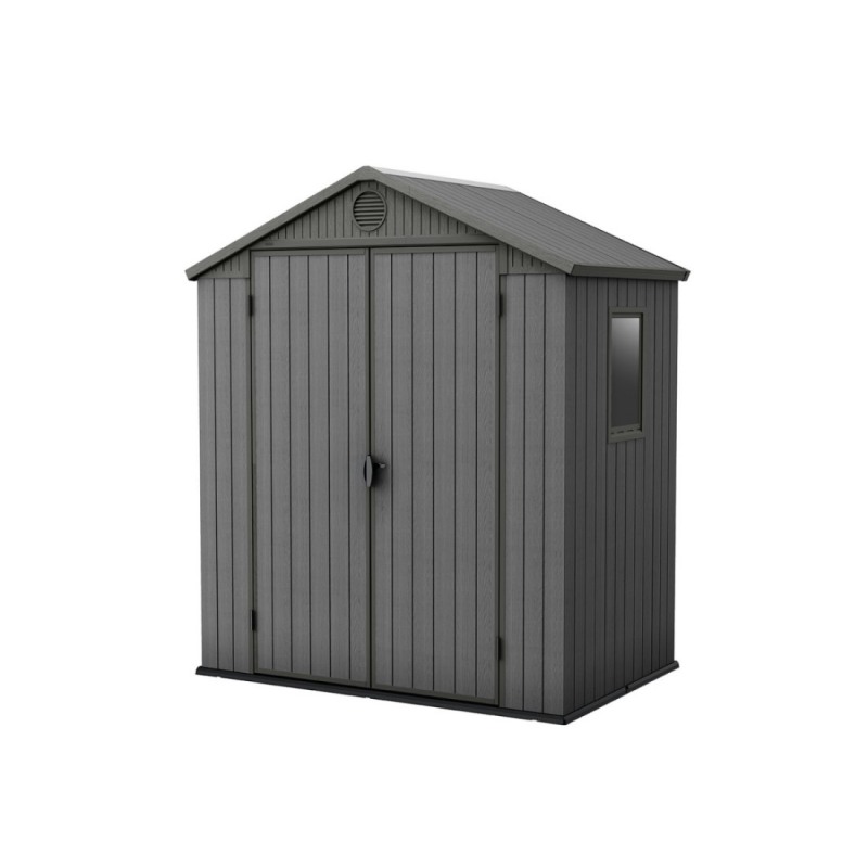 Casuta de gradina KETER Darwin 6x4 249363, cu usa dubla, material evotech, gri