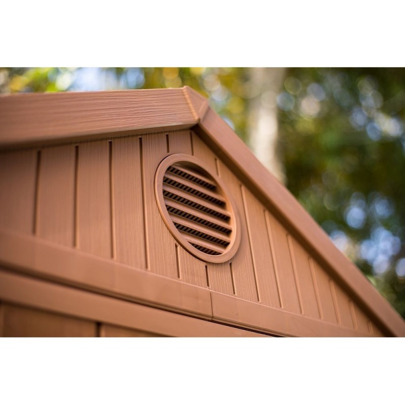 Casuta de gradina KETER Darwin 6x6 249360, cu usa dubla, material evotech, maro