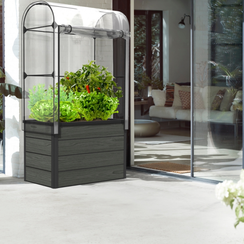 Jardiniera cu sera KETER Maple 249294, plastic, gri, 99 x 58 x 185 cm