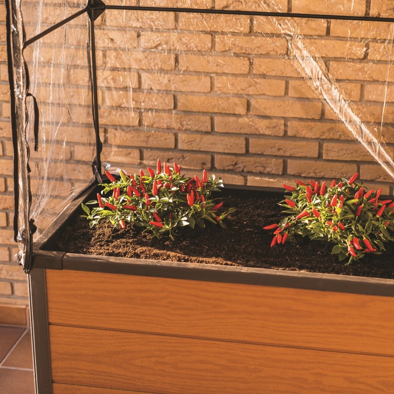 Jardiniera cu sera KETER Maple 249295, plastic, maro, 99 x 58 x 185 cm