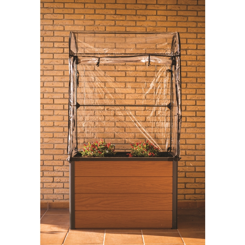 Jardiniera cu sera KETER Maple 249295, plastic, maro, 99 x 58 x 185 cm