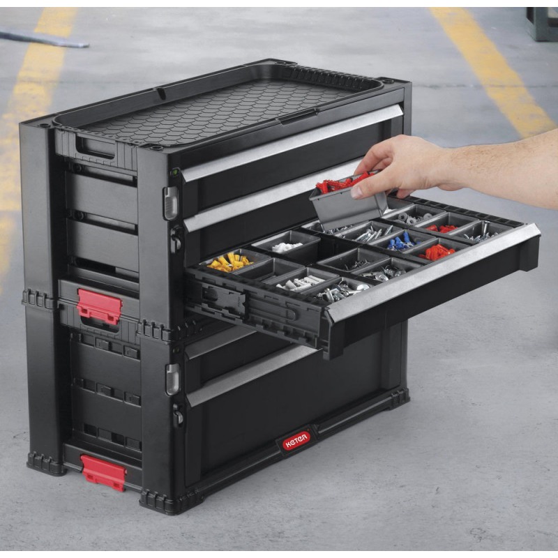 Organizator mobil pentru scule KETER 237007, 5 sertare, manere laterale pentru transport, sistem de blocare