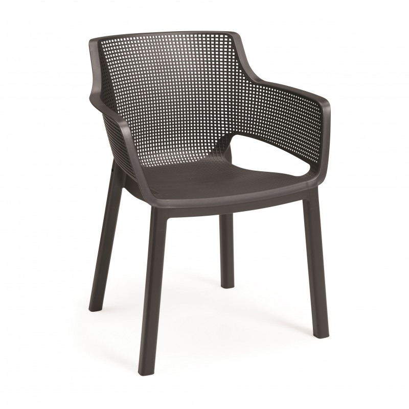 Scaun pentru gradina cu spatar KETER Elisa 246189, grafit, material polipropilena