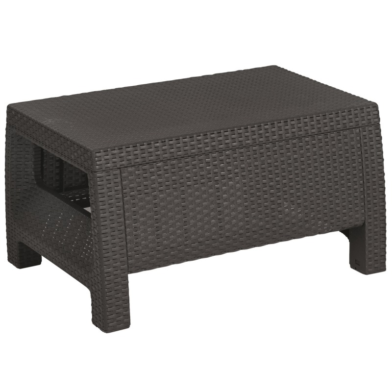 Set mobilier gradina KETER Corfu Relax II 09168-939-00, canapea 4-5 locuri, masa dreptunghiulara, imitatie ratan, cu perne, grafit, polipropilena