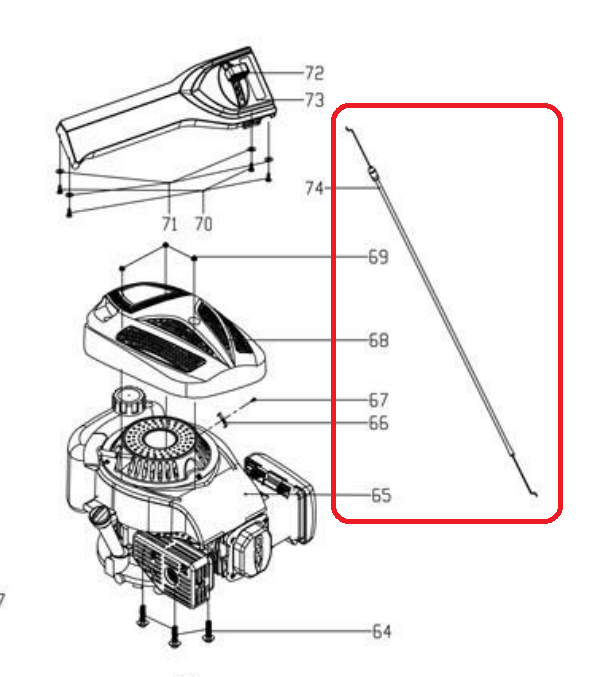 Cablu acceleratie RURIS PSRX331S-2-16, pentru masina de tuns iarba Ruris RX331S