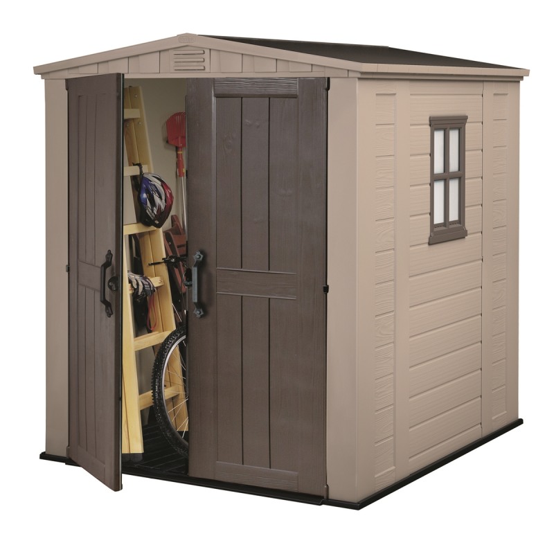 Casuta gradina KETER Factor 6x6 17197898, cu usa dubla, material composit rasini, bej