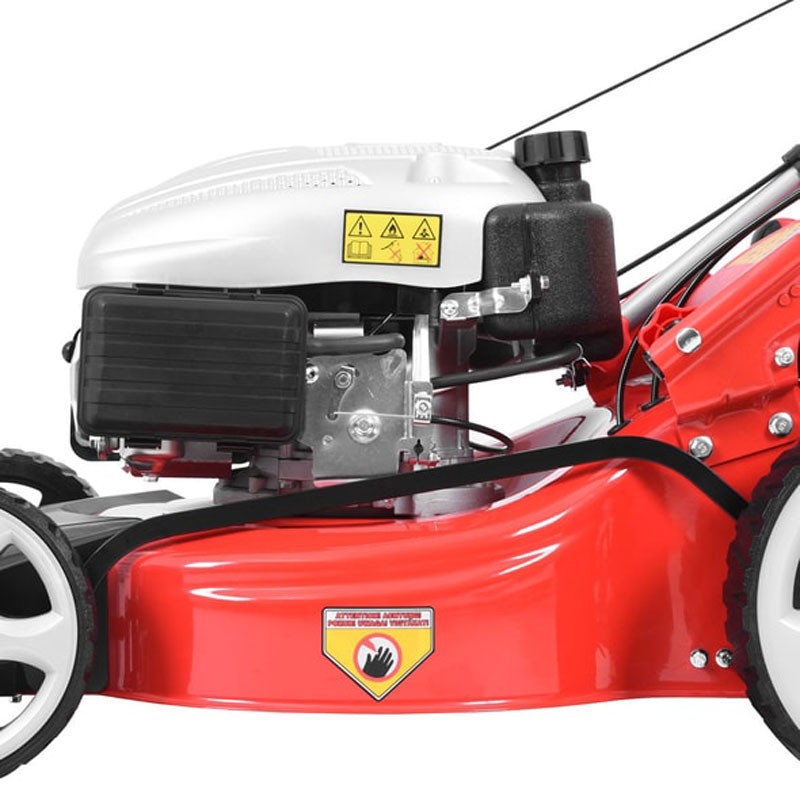 Masina de tuns iarba HECHT 5484 SX 5in1 HECHT5484SX5IN1, motor benzina, putere 5 CP, 4 viteze, latime de lucru 46 cm, kit de mulcire inclus