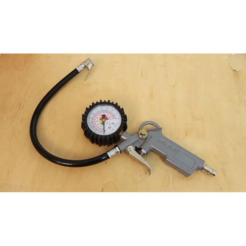 Set 10 accesorii HECHT 002026, pentru compresor pistol simplu de umflat, pistol cu manometru, furtun spiralat 5 m, adaptoare