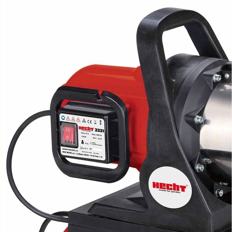Hidrofor HECHT 3331, putere 1100 W, presiune maxima 4.5 Bar, inaltime refulare 45 m, adancime aspiratie 8 m