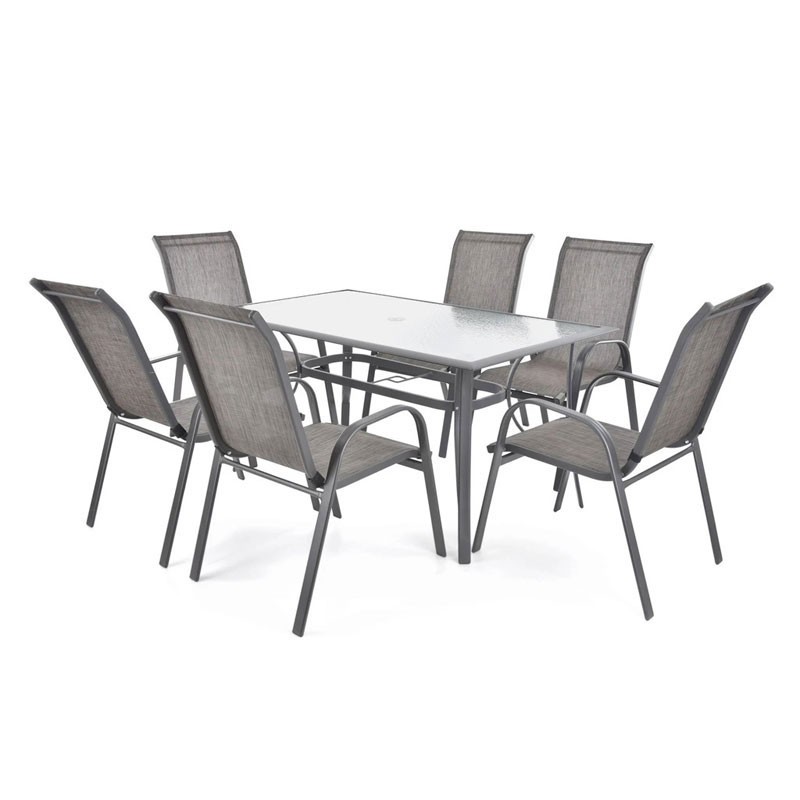 Set mobilier pentru gradina HECHT Sofia Set 6, masa cu 6 scaune, schelet metalic