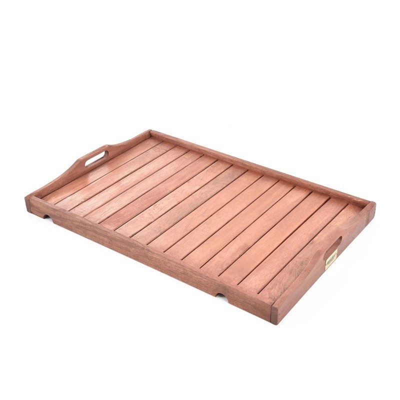 Carucior pentru servire HECHT Serving, fabricat din lemn tropical dur Meranti, 2 roti