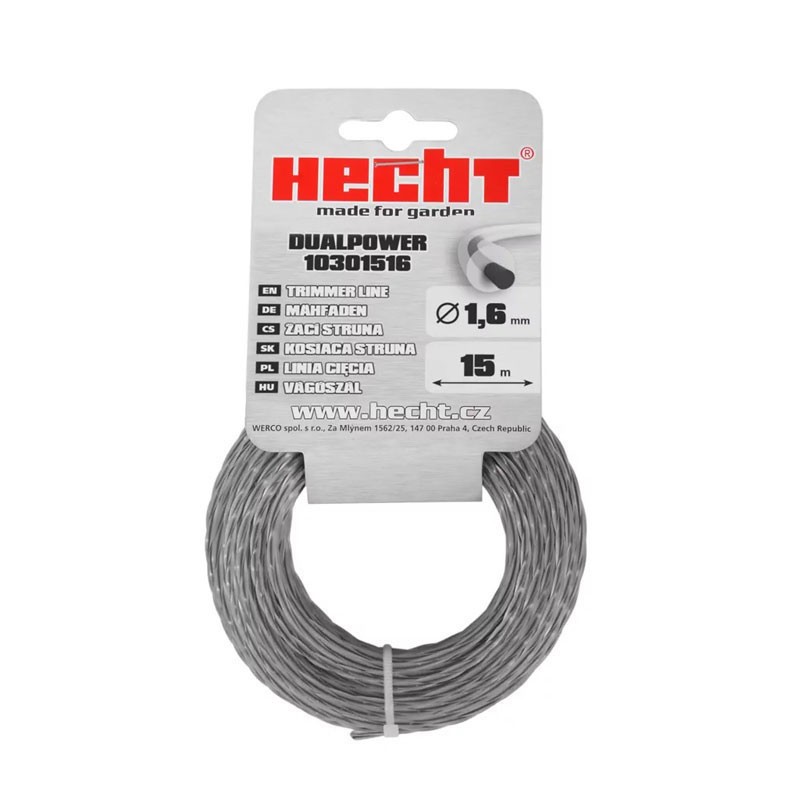 Fir pentru trimmer HECHT 10301516, profil rotund, diametru 1.6 mm, lungime 15 m, cu insertie metalica