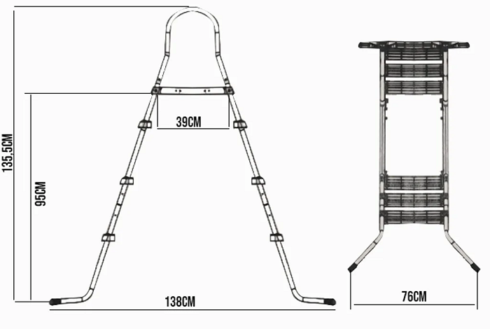 Scara pentru piscina HECHT 00090, cadru din otel, inaltime 135.5 cm