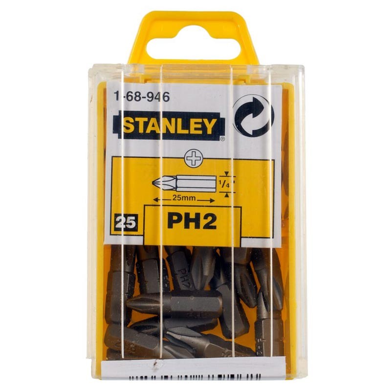 Varf STANLEY 1-68-946, PH2 x 1/4 inch x 25 mm, 25 bucati