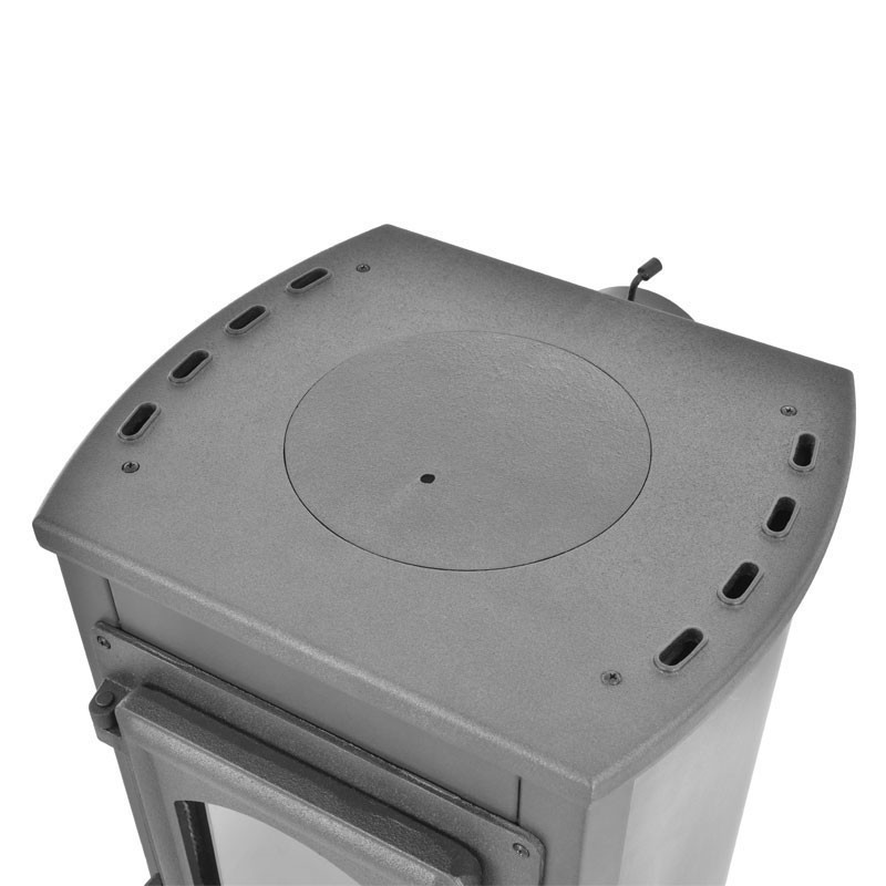 Soba din otel pe lemne HECHT Vervis, putere 5-7 kW, diametru evacuare 120 mm, usa cu sticla termorezistenta, pentru lemne si brichete lemn