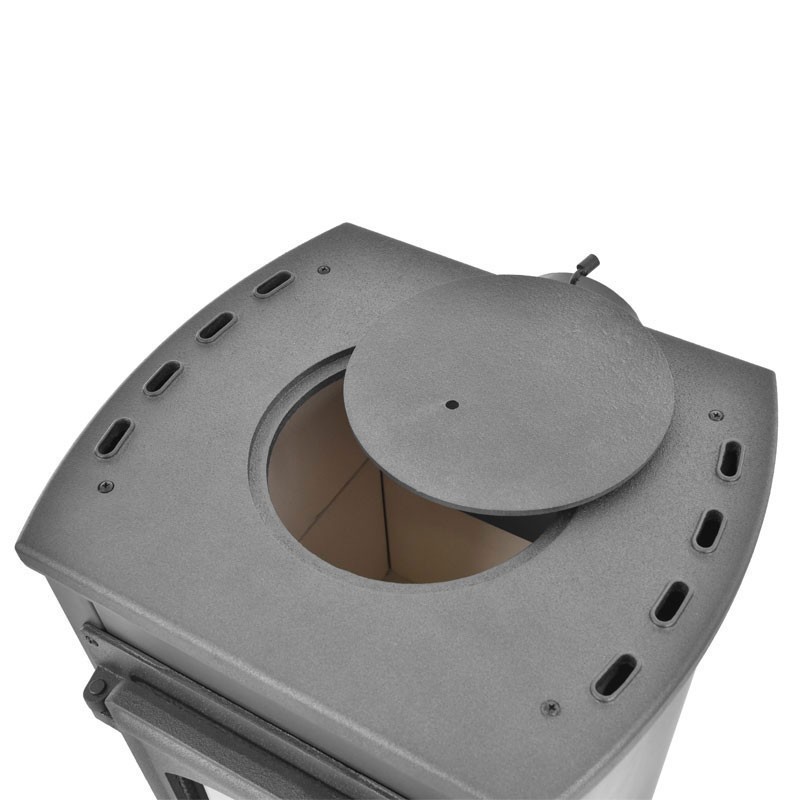 Soba din otel pe lemne HECHT Vervis, putere 5-7 kW, diametru evacuare 120 mm, usa cu sticla termorezistenta, pentru lemne si brichete lemn