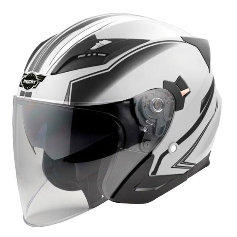 Casca moto scuter HECHT 51627XL, design modern, alb-negru, marimea XL 61 cm