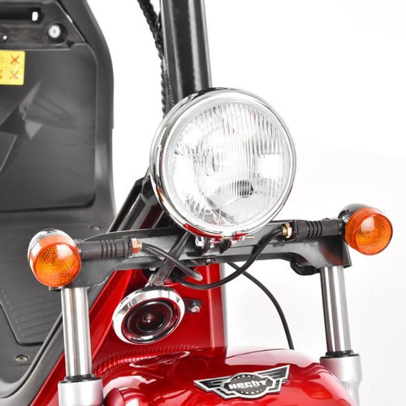 Scuter electric HECHT Cocis Zero Red, acumulator 60 V, 20 Ah, motor 1500 W, anvelope 18 x 9.50 inch, viteza maxima de 45 km/h, rosu