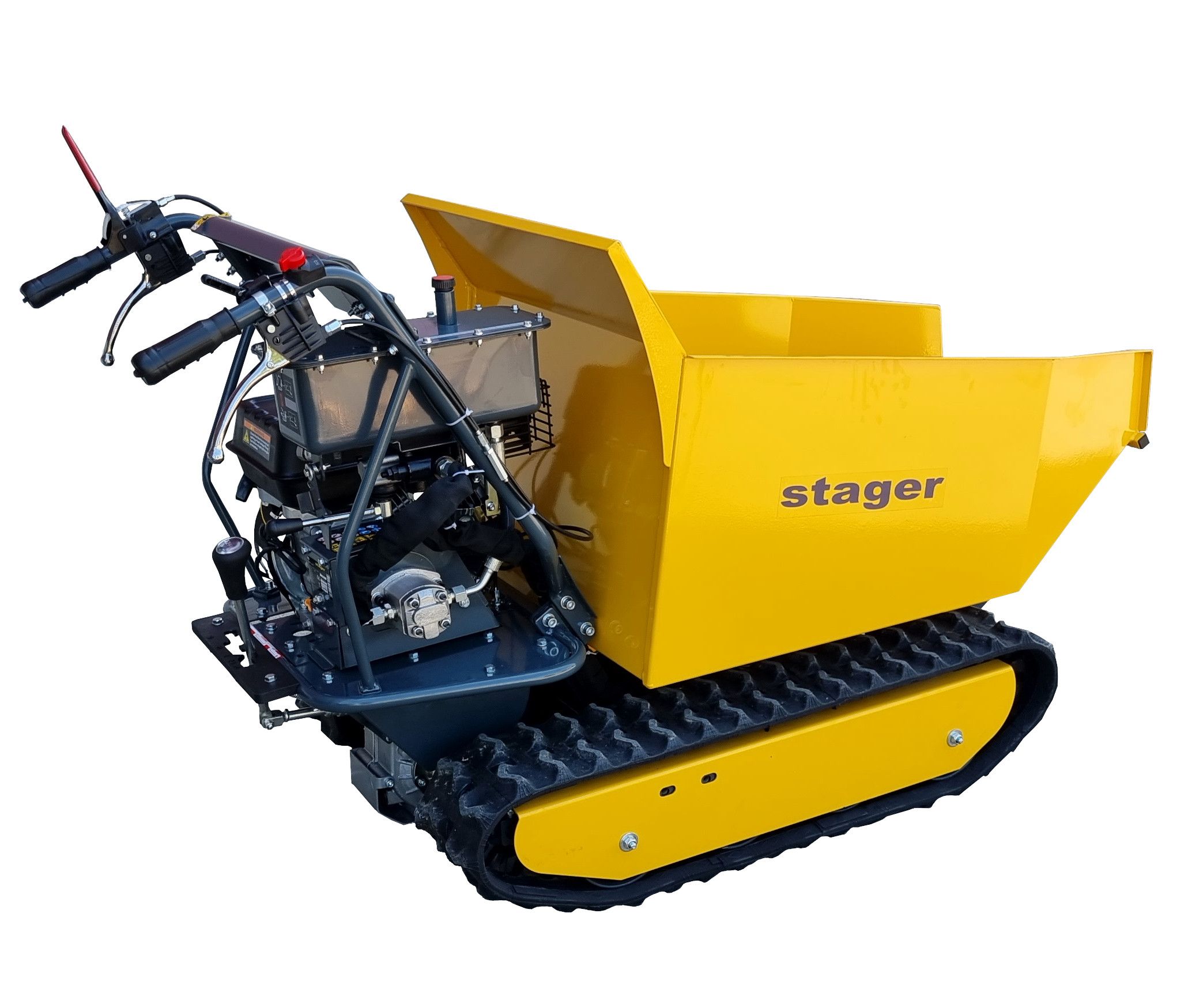 Roaba cu motor termic STAGER RMT500S 5160009735, 4 timpi, putere motor 6.5 CP, 4.8 kW, capacitate maxima incarcare 500 kg, cu senile