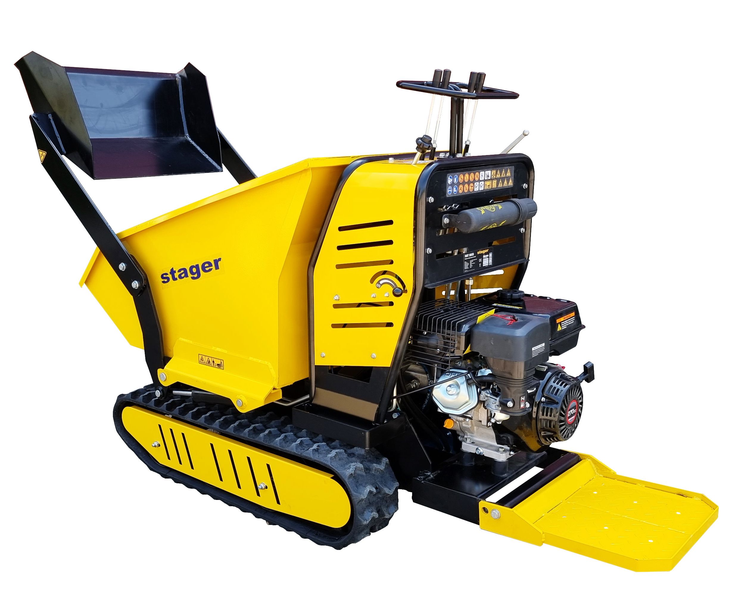 Roaba cu motor termic STAGER RMT500SI 5160009745, 4 timpi, putere motor 9 CP, 6.6 kW, cu incarcator frontal, capacitate incarcare 500 kg, cu senile