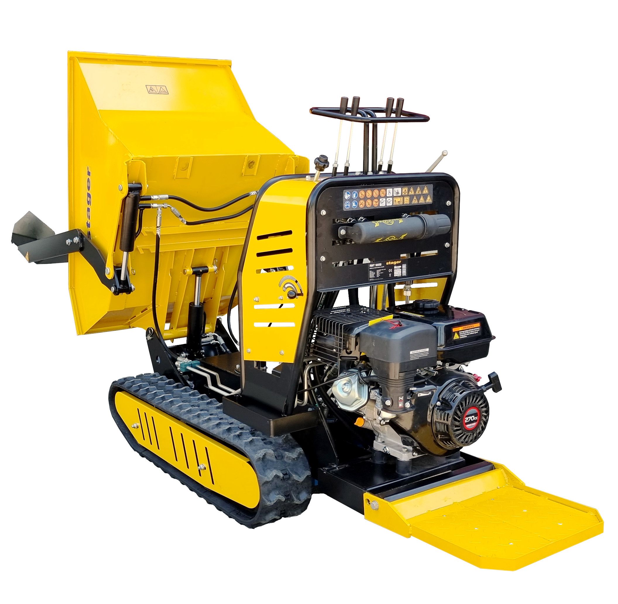 Roaba cu motor termic STAGER RMT500SI 5160009745, 4 timpi, putere motor 9 CP, 6.6 kW, cu incarcator frontal, capacitate incarcare 500 kg, cu senile