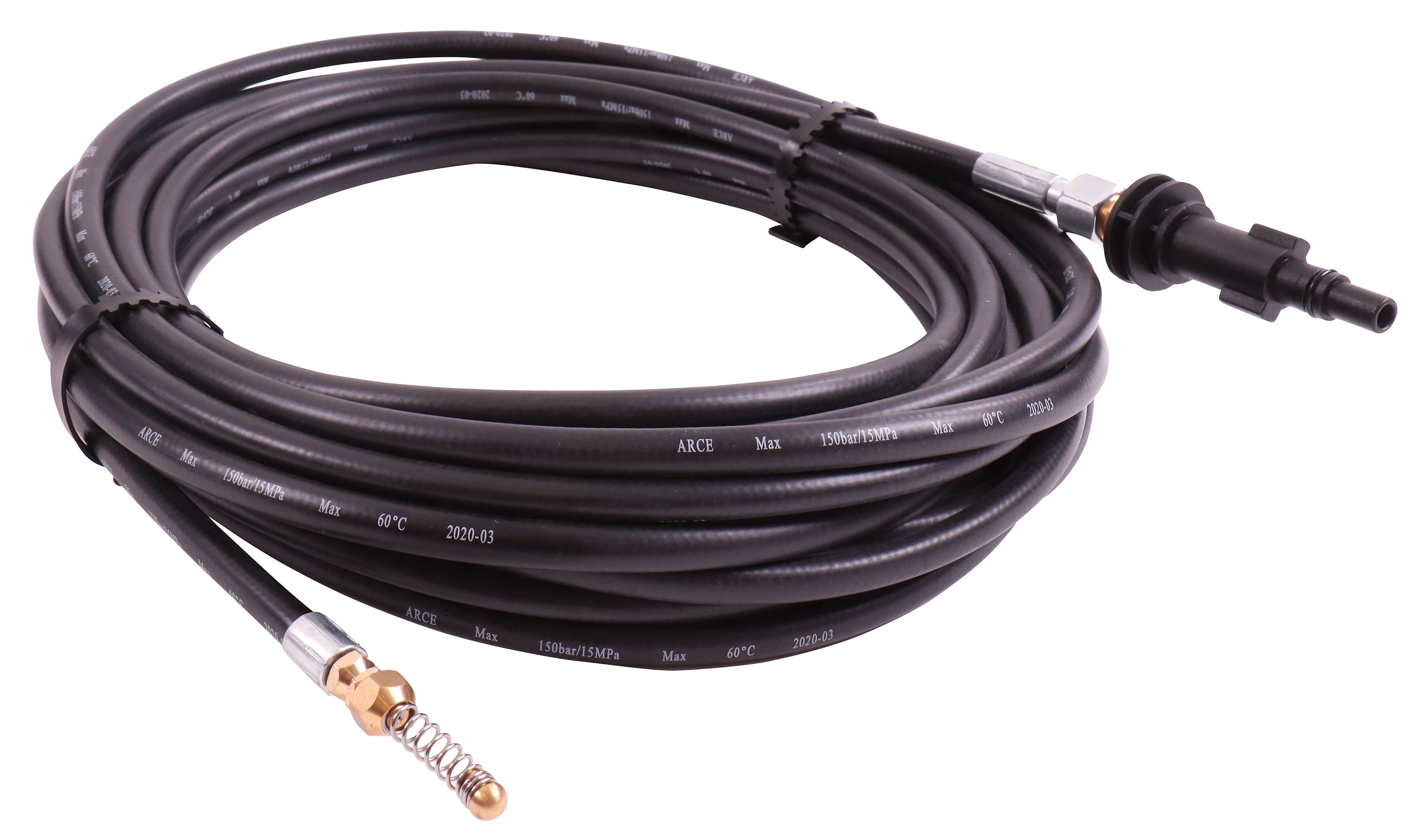 Dispozitiv de curatat tevi TEXAS 480090063221, lungime 10 m, duza in spirala, compatibil cu aparatele de spalat Texas HTR
