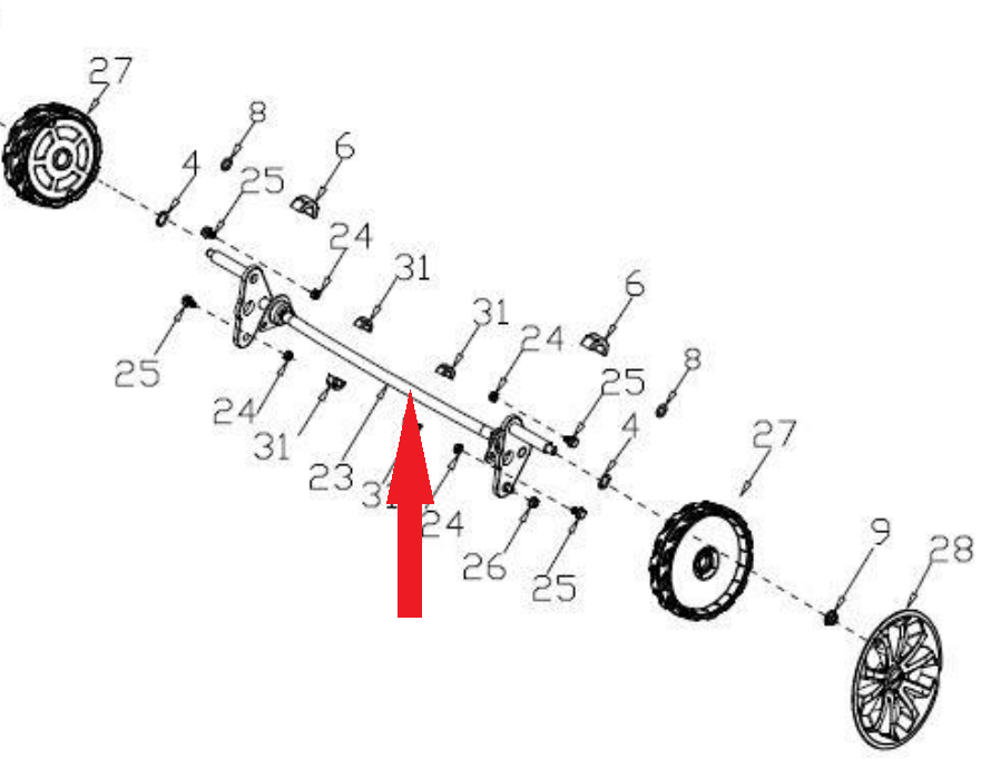 Ax roti punte fata RURIS PSRX355S-5-23, pentru masina de tuns gazonul Ruris RX355S