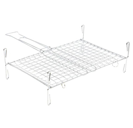 Gratar din inox cu picioruse pentru hamburger GRILLCHEF 10228, dimensiuni 27 x 40 x 7 cm