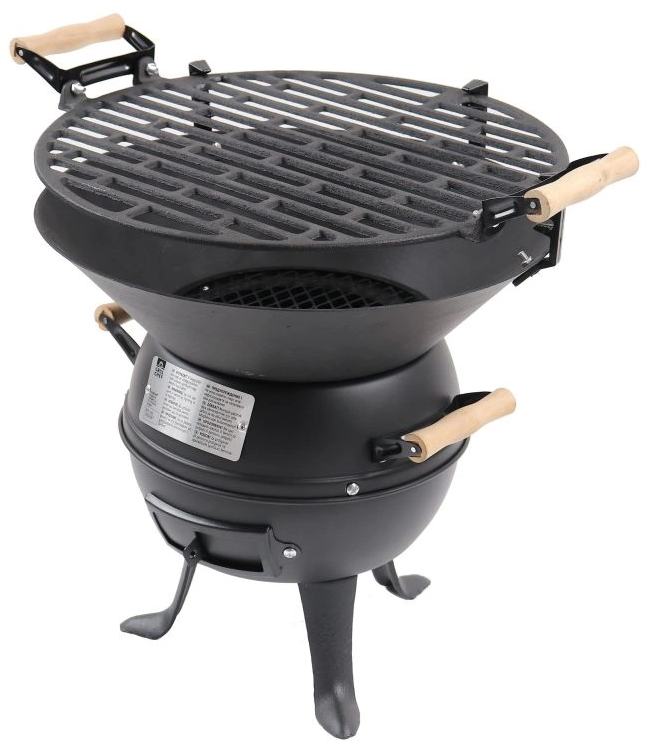 Gratar pe carbuni GRILLCHEF 0630, din fonta, rotund, cu suprafata de gatit de 36 cm