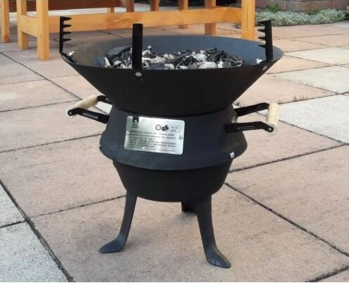 Gratar pe carbuni GRILLCHEF 0630, din fonta, rotund, cu suprafata de gatit de 36 cm