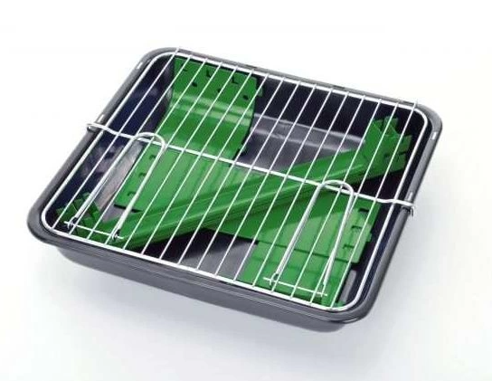 Gratar carbuni rectangular GRILLCHEF 11525, verde, pentru 4 persoane, metalic, dimensiuni 44 x 36 x 29 cm