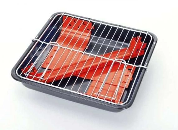Gratar pe carbuni rectangular GRILLCHEF 11526, rosu, pentru 4 persoane, metalic, dimensiuni 44 x 36 x 29 cm